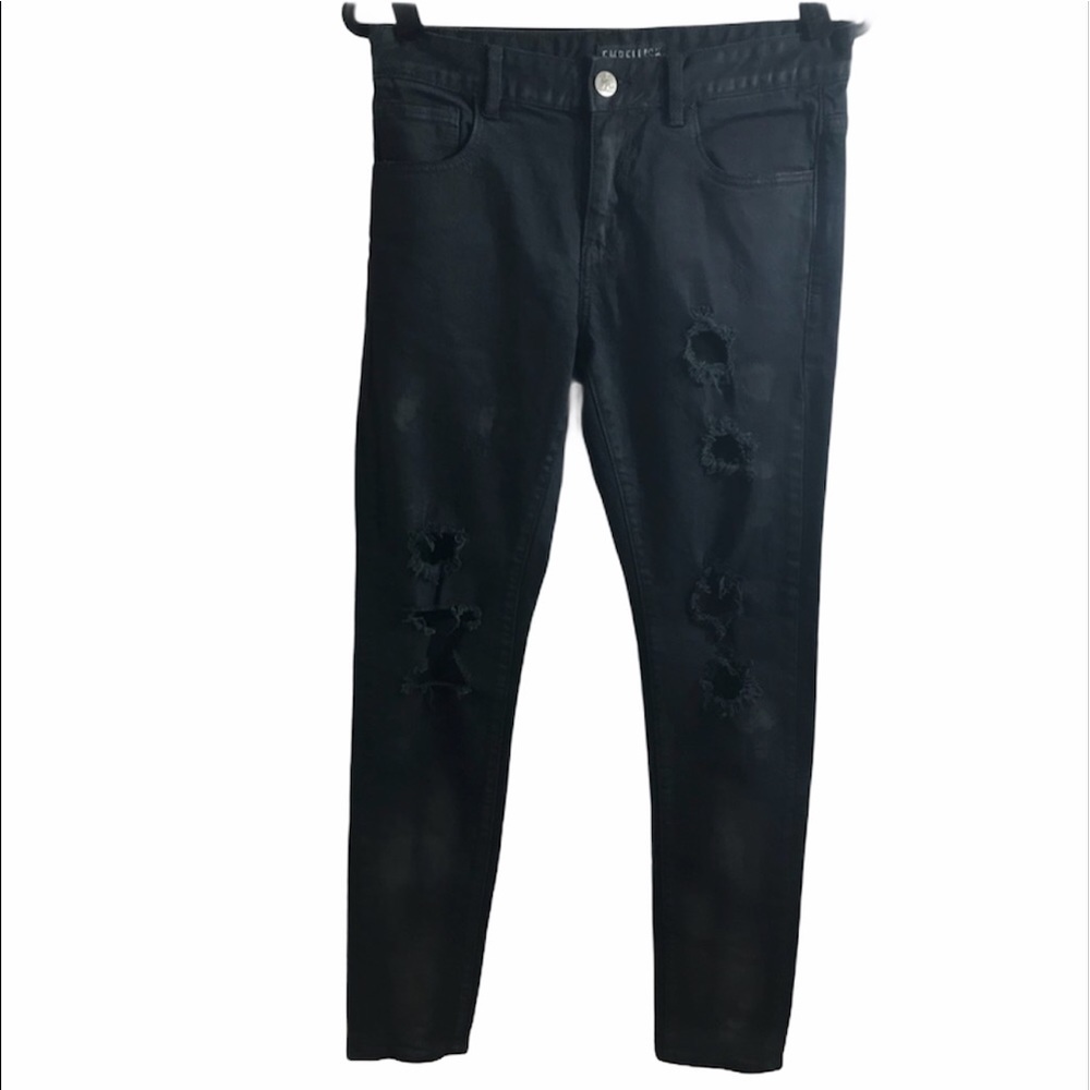 EMBELLISH Black Factory Stained Distressed jean 30